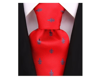 Scott Allan Red Fleur De Lis Ties for Men | Red and Gray Mens Tie