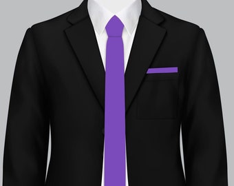 Scott Allan 2.5" Skinny Purple Ties for Men | Solid Color Men's Slim Tie Purple | Corbatas Para Hombre Elegantes