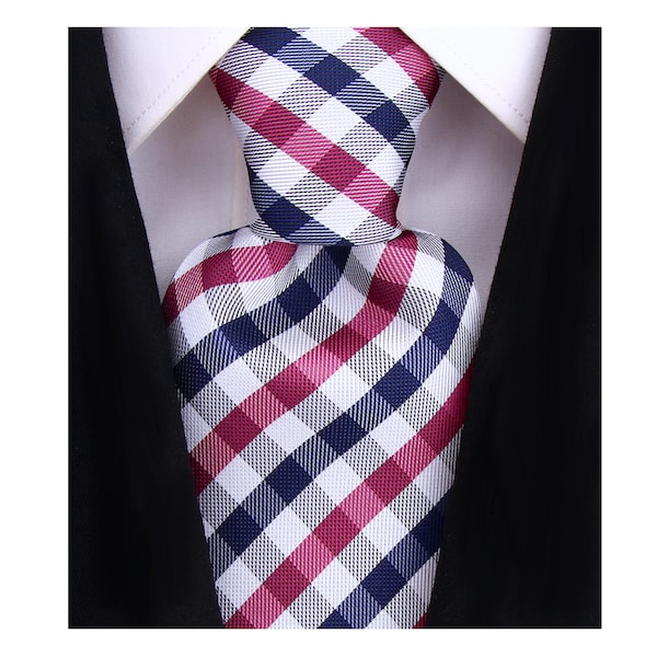 Scott Allan Gingham Plaid Tie | Standard Size Necktie 3.3" at Tip