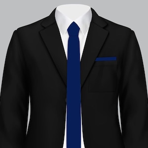 Scott Allan 2.5" Skinny Navy Blue Ties for Men | Solid Color Men's Slim Tie Navy Blue | Corbatas Para Hombre Elegantes