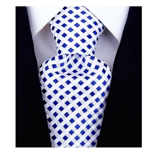 Scott Allan Navy Blue Ties for Men in Woven Checkered Pattern | Comparable to other brands like RBOCOTT , Elviros and JEMYGINS