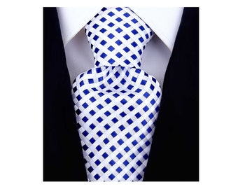 Scott Allan Navy Blue Ties for Men in Woven Checkered Pattern | Comparable to other brands like RBOCOTT , Elviros and JEMYGINS