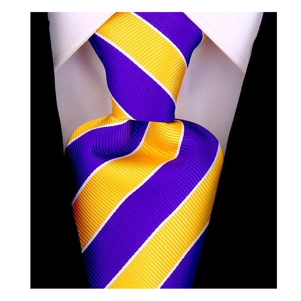 Scott Allan Yellow Purple Ties for Men | College Regiment Striped Necktie | Purple Tie's Men's | Corbata Para Hombre Elegantes