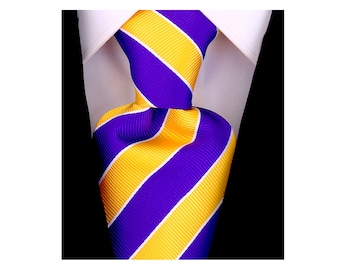 Scott Allan Yellow Purple Ties for Men | College Regiment Striped Necktie | Purple Tie's Men's | Corbata Para Hombre Elegantes