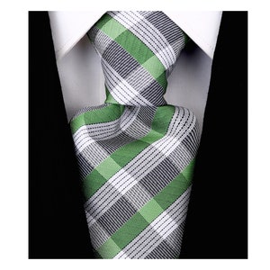 Scott Allan Plaid Necktie Green ties for Men | Necktie&#39;s Green and Gray Striped Tie | Corbatas Para Hombre Elegantes | Ties Green