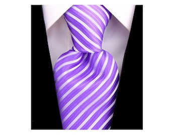 Scott Allan Purple Tie | Men's Stripe Purple Neckties | Corbatas Para Hombres Elegantes | Lavender Tie Lilac Mens Tie's