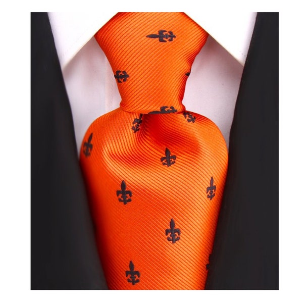 Scott Allan Burnt Orange Tie | Fleur De Lis Ties for Men | Corbatas Para Hombres Elegantes | Copper tie Neckties Rust