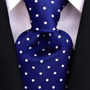 Scott Allan Classic Dot Navy Ties | Navy Blue Tie | Carbata para hombre elegantes azul marino | blue tie