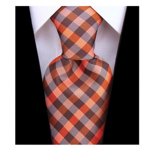 Scott Allan Orange & Brown Tie | Gingham Plaid Ties for Men | Great Gift Ideas for Dad