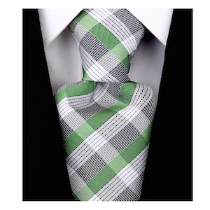 Scott Allan Collection Mens Tie | Green ties for Men | Necktie's Green and Gray Striped Tie | Corbatas Para Hombre Elegantes | Ties Green