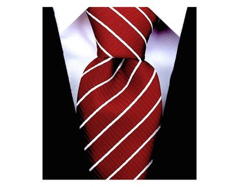 Scott Allan Classic Burgundy Mens Tie | Stripe Maroon Mens Tie for Him | Corbatas Para Hombre Elegantes | Burgundy Red Mens Neckties