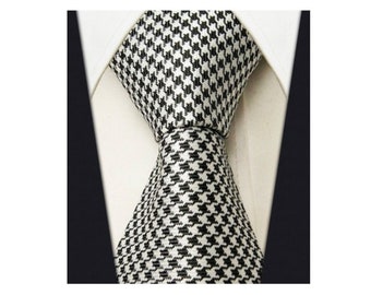Cravate noire et blanche en pied-de-poule Scott Allan pour hommes | Cravates pour lui | Corbata Para Hombre