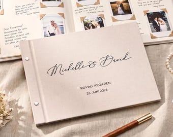 Diy Custom Wedding Guest Book, Linen Polaroid Photo Album, Engagement and Anniversary Scrapbook, Wedding Keepsake, Wedding Reception Book
