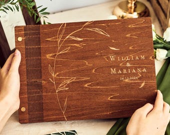 Wooden Guest Book Wedding, Custom Polaroid Photo Booth Album, Wedding Keepsake, Photo scrapbook, Anniversary Gifts, Wedding Sign in Book