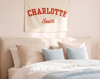 Personalized Name Pennant Flag, Custom Nursery Wall Banner, Embroidered First and Last Name Sign, Baby Room Decor