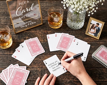 Custom Playing Cards Deck Personalized Wedding Guest Book Alternative - Unique Wedding Playing Cards