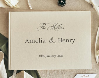 Linen Guest Book Wedding, Custom Polaroid Photo Album, Engagement and Anniversary Scrapbook, Wedding Keepsake, Wedding Reception Book