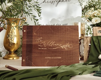 Wooden Guest Book Wedding, Custom Polaroid Photo Booth Album, Wedding Keepsake, Photo scrapbook, Anniversary Gifts, Wedding Sign in Book
