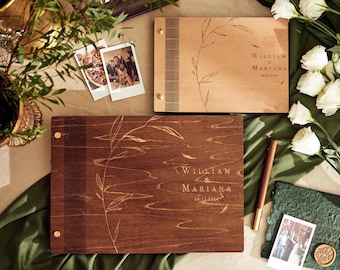 Wooden Guest Book Wedding, Custom Polaroid Photo Booth Album, Wedding Keepsake, Photo scrapbook, Anniversary Gifts, Wedding Sign in Book