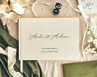 Livre d'or de mariage personnalisé, album photo Polaroid en lin, album de fiançailles et d'anniversaire, souvenir de mariage, livre de réception de mariage