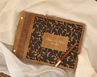 Personalisiertes Gästebuch Hochzeit, Boho Hochzeitsalbum aus Holz, Hochzeitsandenken, individuelles Fotoalbum, Jubiläumsgeschenke, Geschenke für Bräute