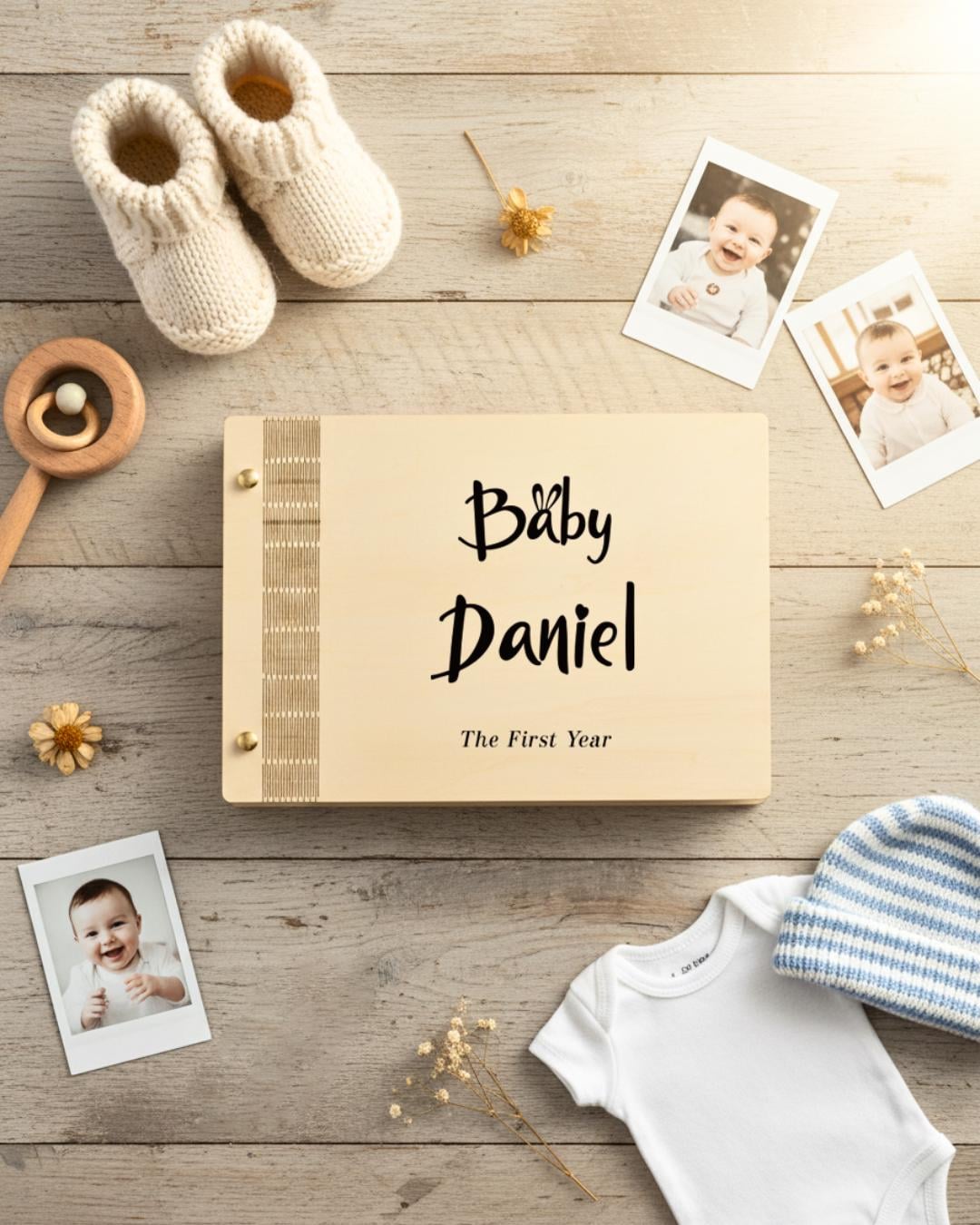 Baby's First Year. Baby Memory Book. Wooden Photo Album. Gift for ...