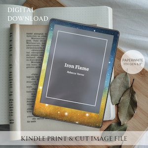 Golden Twilight Watercolor Kindle Skin PNG Print and Cut File | Paperwhite Gen 11 6.8&quot; | Instant Download | Digital Template for Cricut