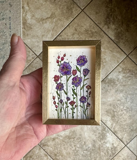 紫の花の水彩画額装額装絵画☆花の絵 花 フラワー 版画 アクリル 紫の花の水彩画額装額装絵画☆花の絵 花 フラワー 版画 アクリル