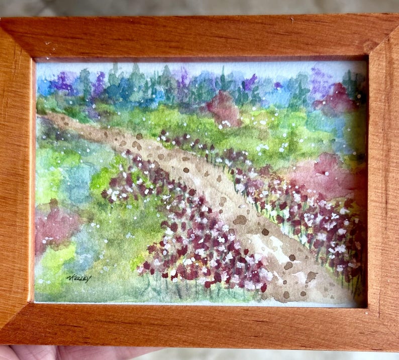 Original Watercolor Landscape Painting: Framed Mini Art (3x4 Inch) - Etsy