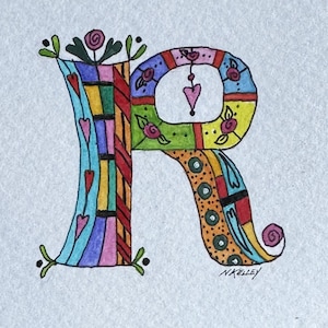 R - Letter R Painting - Original Painting - NOT a Print - Tiny Painting ...