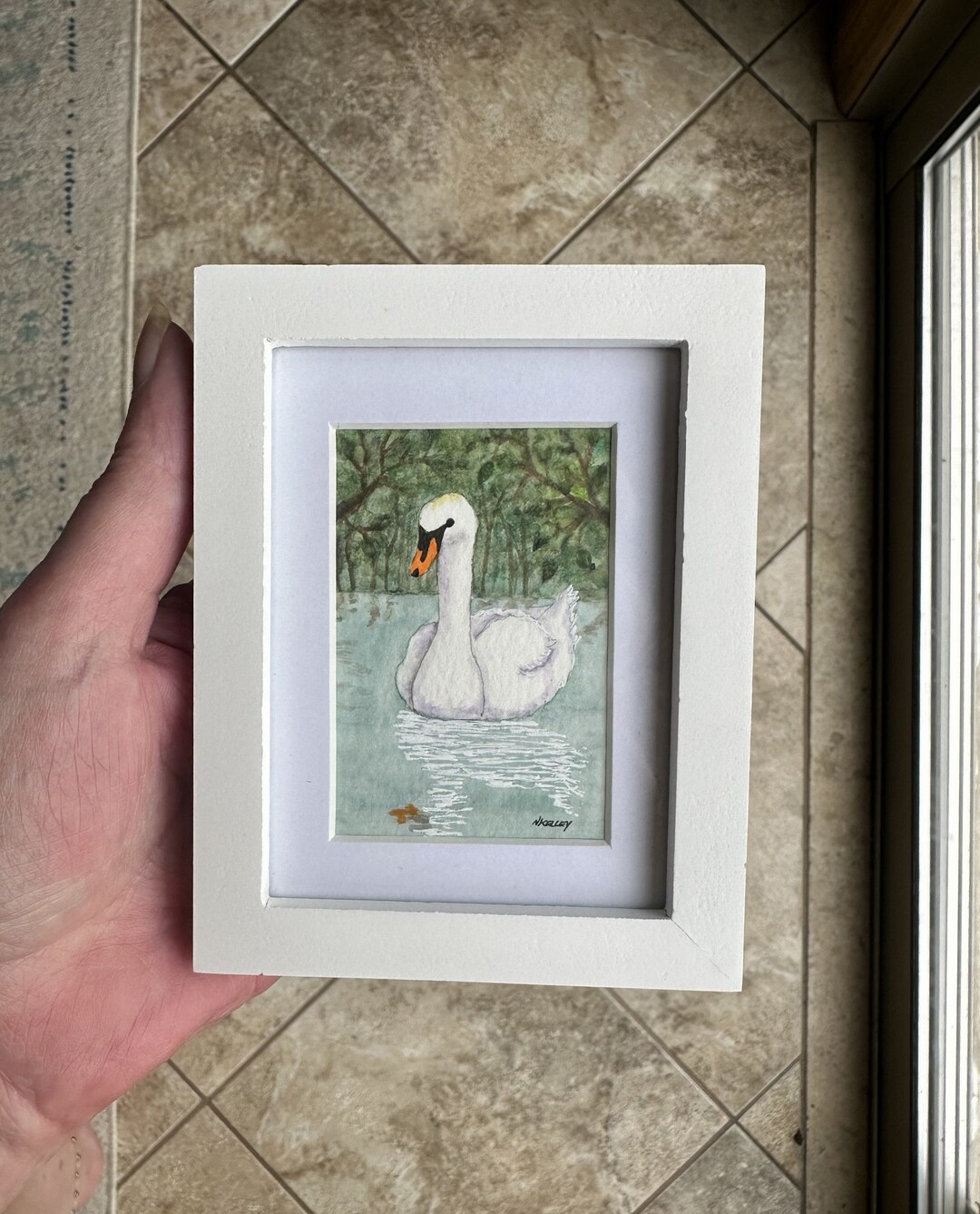 Swan Painting - Original Painting - NOT a Print - TINY Painting ...