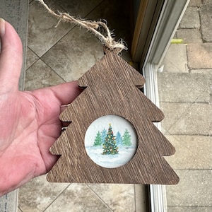 Christmas Tree Ornament - Original Painting - NOT a Print - TINY painting - Miniature Art - Watercolor - Gift