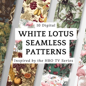 White Lotus Inspired Seamless Patterns | HBO TV Series, 10 Seamless Patterns, Repeating Pattern, Background, Decor Print, Printable, 300DPI