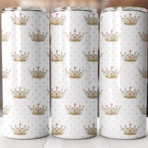 Crown Pattern Digital Tumbler Wrap, Sublimation PNG, Instant Download, DIY Tumbler Wrap Design, Cute Crowns Tumbler Art
