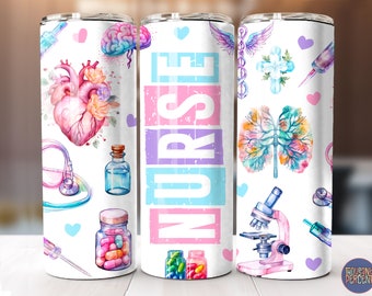 Nurse Tumbler Wrap Png, Gift For A Nurse, 20oz Skinny Sublimation Design For Tumblers, Nursing Tumbler Png, Instant Digital Download