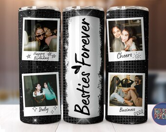 Envoltura para vaso de fotos: Diseño de marco Polaroid con purpurina (archivo PNG)