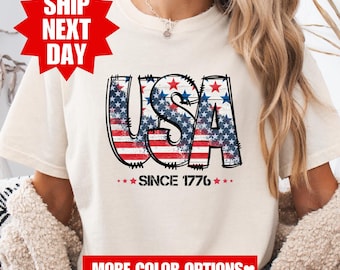 Comfort Colors® USA Shirt, 4th of July Shirt, USA Flag Shirt, American Shirt, USA Tee, America Shirt, Patriotic Shirt, Red White Blue Shirt