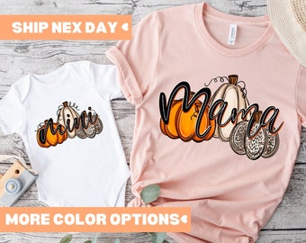 Shirt mama pompoen en minipompoen, shirt Thanksgiving mama en ik, shirt moeder en baby, bijpassende Halloween-shirt mama en ik, shirt mama