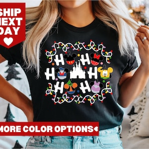 Disney Characters Christmas Ho Ho Ho Shirt, Disney Christmas Shirt, Disney Christmas Light Shirt, Disney Christmas Family Matching Shirt