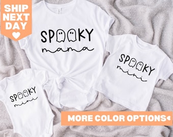 Spooky Mama en Spooky minishirt, Halloween-shirt mama en ik, bijpassende mama en ik Halloween-shirt, shirt moeder en baby, Halloween-shirt
