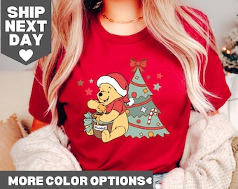 Winnie The Pooh Christmas Tree Shirt, Disney Christmas Shirt, Winnie The Pooh Holiday Shirt, The Pooh Christmas Lights Sweatshirt,Pooh Shirt