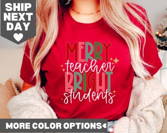 Merry Teacher Bright Students Shirt, Christmas Teacher Shirts, Christmas Gift For Teacher,Christmas Shirt, Teacher Christmas Tee,Teacher Tee