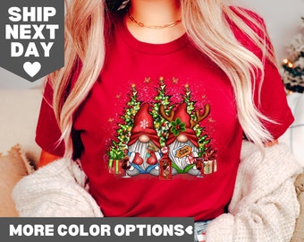 Christmas Gnomes Shirt, Gnomes Christmas Tree Shirt, Gnome Shirt, Cute Christmas Shirt, Buffalo Plaid Shirt, Christmas Shirt, Christmas Tee