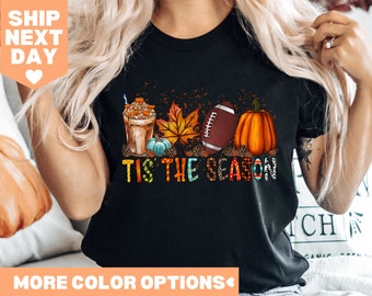 Tis The Season Shirt, Fall Pumpkin Shirt, Football Shirts For Women, Women Fall Tees, Autumn Shirt, Fall Season Shirts, Cute Pumpkin Shirt