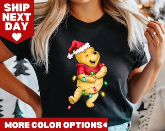 Winnie The Pooh Christmas Tree Shirt, Disney Christmas Shirt, Winnie The Pooh Holiday Shirt, The Pooh Christmas Lights Sweatshirt,Pooh Shirt