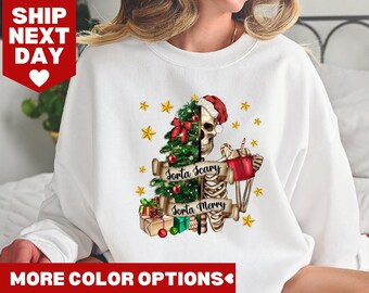 Sorta Scary Sorta Merry Shirt, Christmas Shirt, Christmas Tree's Shirt, Christmas Gift, Merry Christmas Shirt, Christmas Skeleton Shirt