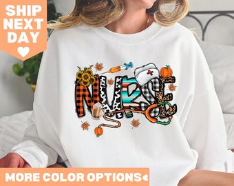 Krankenschwester Herbst Shirt, Thanksgiving Krankenschwester Shirt, Geschenk für Krankenschwester, Kürbis Krankenschwester Shirt, Krankenschwester Halloween Shirt, süßes Krankenschwester T-Shirt, Krankenschwester Halloween Geschenk