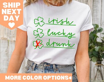 Chemise irlandaise ivre porte-bonheur, chemise Happy St Patricks Day, chemise Shamrock, chemise porte-bonheur, chemise irlandaise, chemise femme St Patrick, chemise ivre