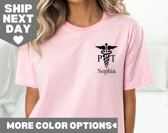 Camiseta personalizada de fisioterapeuta, camiseta personalizada de PT, camiseta de fisioterapeuta, camiseta de PT, regalo de fisioterapia, camiseta de asistente de terapia