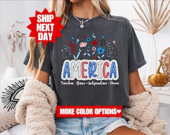 Camiseta do 4 de julho, Camiseta feminina do 4 de julho, Camiseta com estampa dos EUA, Camiseta americana, Camiseta patriótica, Camiseta dos EUA, Camiseta do Dia da Independência, Camiseta dos EUA
